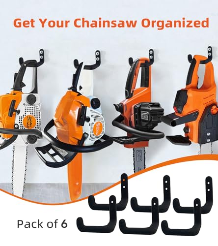 Chainsaw Hanger, 6 Pack Chainsaw Holder Wall Mount, Chainsaw Storage Hook - color: 6 Pack Hanger