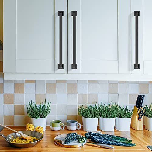 Asidrama 10 Pack 7 inch Matte Black Kitchen Cabinet Handles | Heavy-Duty Solid Zinc, 2 Screw Sizes, 7" Hole Center(177mm), Cupboards, Drawers, Dressers, Furniture, Hardware - color: Matte Black, size: 7" Hole Center(177mm)