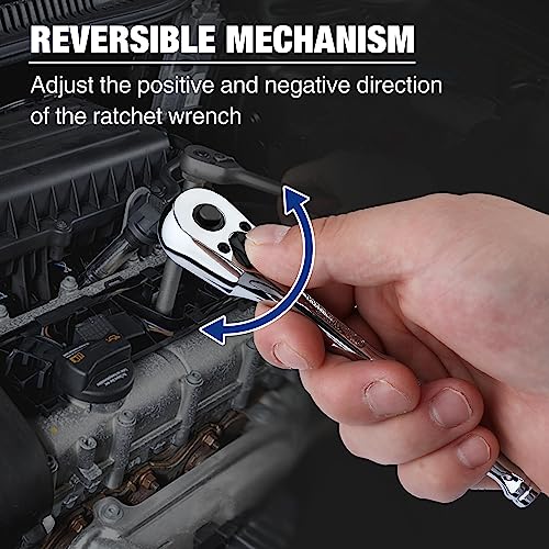 WORKPRO 1/4-Inch Drive Ratchet, Quick-Release 72-Tooth Ratchet Wrench - size: 1/4"