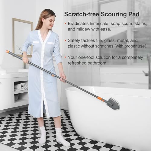 CLEANHOME Tile Tub Scrubber Brush for Cleaning Toilet Wall,Bathtub,Sink - color: Gray