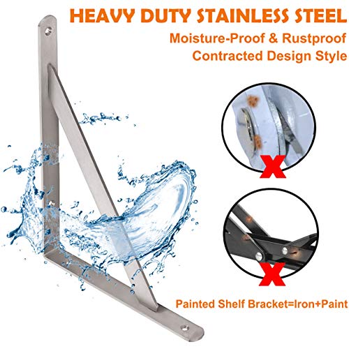 CLT Shelf Bracket, 12” Max Load: 440 lb Heavy Duty Stainless Steel Bracket for Table Bench, Space Saving DIY Bracket, Pack of 2 - color: Silver, size: 12 Inch