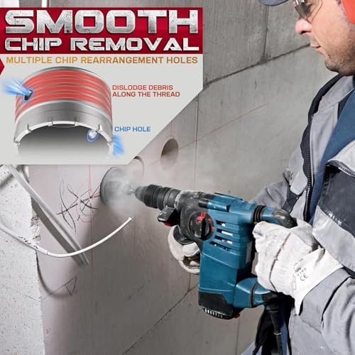 DAIMIT 9PCS Concrete Hole Saw Kits with 2 Drill Bits and SDS Plus & Max Shank, Hole Saw Tool Set for Concrete Cement Brick Stone Wall Drilling, Kit Size 65 80 100MM - size: 65 80 100MM