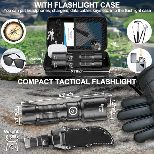 Rechargeable Flashlights High Lumens,Super Bright Small Powerful Flashlight - color: Black