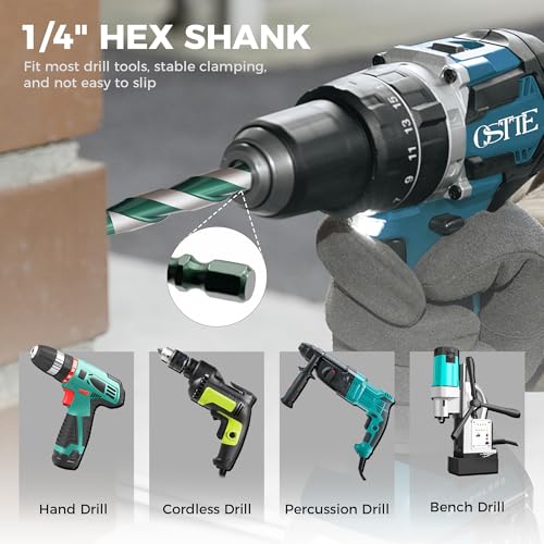 Masonry Drill Bit Set 12 Pcs(1/8"-1/2"), Masonry Drill Bits for Concrete - size: 12Pcs (1/8"-1/2") Green