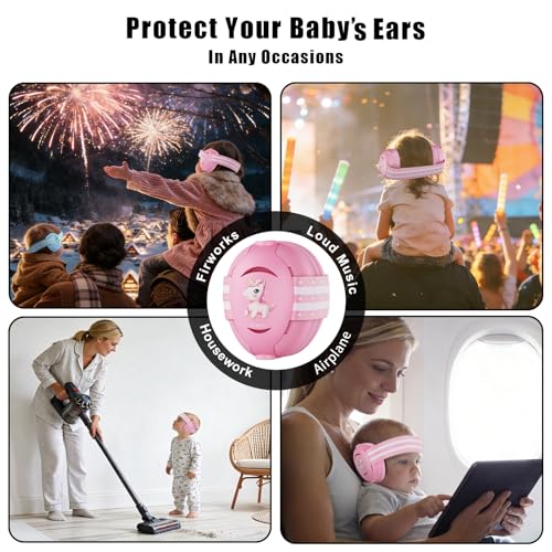 Floriogra Baby Headphones for Noise - Baby Ear Protection for Babies and Toddlers up to 36 Months - Babies Noise Cancelling Headphones - Infant Ear Protection Earmuffs Against Hearing Damage - color: Pink