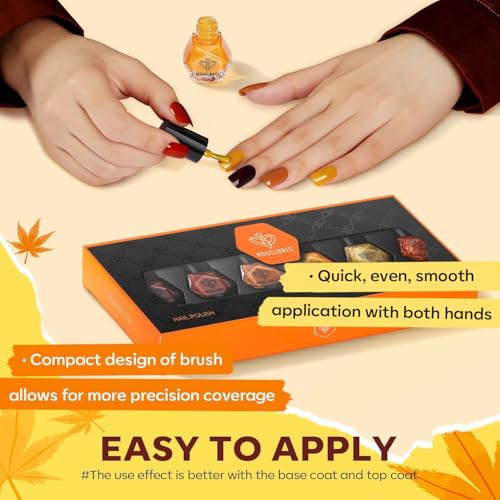 modelones Fall Nail Polish Set, 6 Colors Quick Dry, Nail Art Kit - color: A0-Autumn Red
