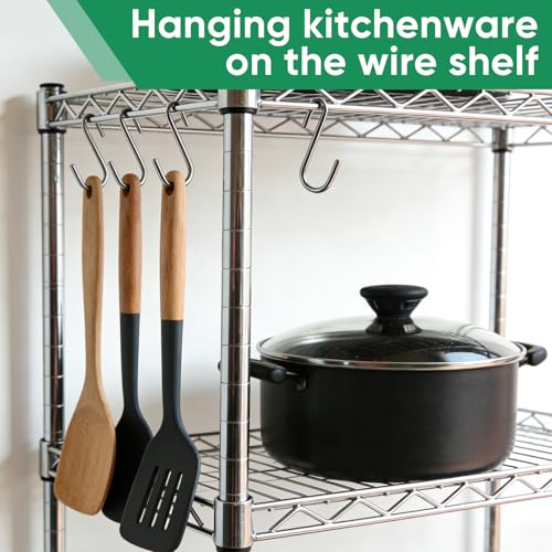 ESFUN 30 Pack 3 Inch S Hooks Heavy Duty Pan Pot Holder Rack Hooks Hanging Hangers S Shaped Hooks for Kitchenware Pots Utensils Clothes Bags Towels Plants - size: 3.0 inch