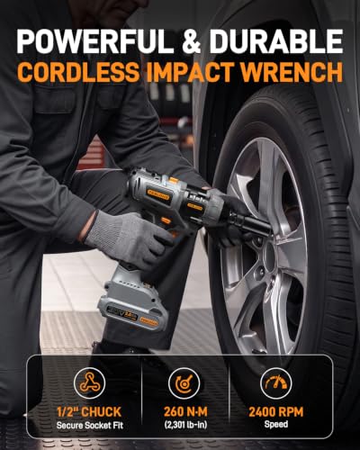 Teslong 20V MAX 3-in-1 Cordless Tool Kit, Impact Wrench, Drill & Driver