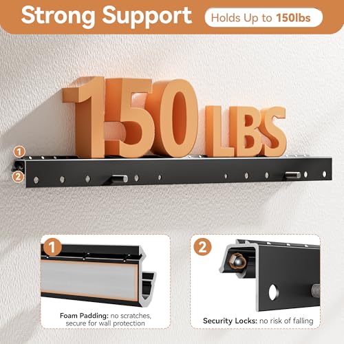 Studless Drywall TV Wall Mount, No Stud No Drill TV Bracket Hanger for 32-75 Inch TVs, Max Vesa 600x400mm up to 150lbs, Low Profile, Tilts 5°, Easy Install, Includes All Hardware & Level - size: 32"-75"