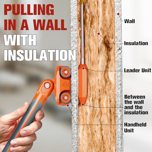 Magnetic Wire Puller for Electrical Wiring – Rare-Earth Magnets, Stainless-Steel Leader for Easy Cable Pulling in Walls & Tight Spaces, Doubles as Stud Finder, Includes High-Quality Hard Plastic Case