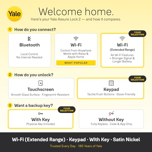 Yale Assure Lock 2 Keypad Deadbolt with Wi-Fi Connect Bridge, Satin Nickel - color: Satin Nickel