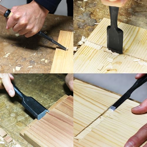 KAKURI Japanese Wood Chisel Set 5-Piece for Woodworking, Yellow Steel #2