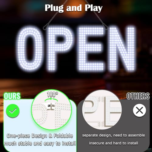 LED Open Signs for Business, 30"x10" Remote Control Dimmable Hanging Kit - color: Ultra Cool White, size: 30" x 10"