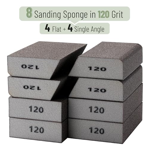 Bates- Sanding Sponge, 8 pcs, 120 Grit, Washable and Reusable, Sandpaper Block, Sanding Blocks for Wood, Sanding Pad, Drywall Sanding Block, Drywall Sanding Sponge - size: 8 Pack, 120 Grit