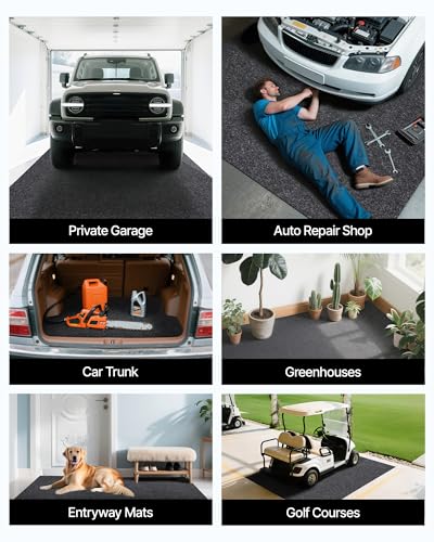 VEVOR Car Garage Mat, 7.4'x17', Shields Against Water, Snow, Rain, Mud, Oil, Durable Slip-Resistant Floor Cover with TPE Leak-Proof Backing, Simple to Maintain & Customizable Size - size: 7.4' x 17'