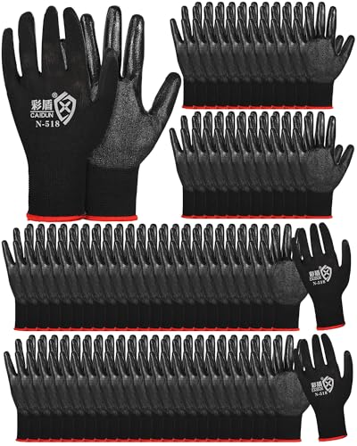 Potchen 72 Pairs Garden Work Gloves Bulk Pack for Men and Women - color: Black