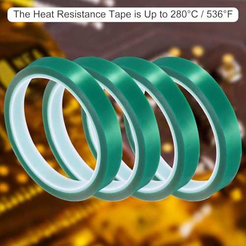 uxcell Green Heat Tape, 1 Roll 20mmx33m 108ft High Temperature Heat Resistant Tape for Sublimation,Heat Vinyl Press,Heat Transfer, Circuit Board, No Residue - color: Green, size: 20mmx33m
