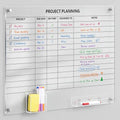 Lincia Acrylic Project Planning Board, 24 x 18 Inch Clear Wall Schedule Dry Erase Board with 8 Markers and Eraser, Whiteboard Planner with Lines for Home Office Project and Family Organization