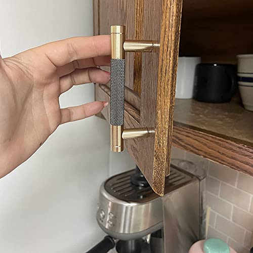 30 Pack 3 Inch 76 mm Knurled Cabinet Handles Cabinet Pulls Aluminum Handles Knurled Drawer Pulls Gold and Grey Oxidation Finish with Diamond Pattern 4" Length (3" Hole Center) - color: Gold Grey, size: 3 Inch
