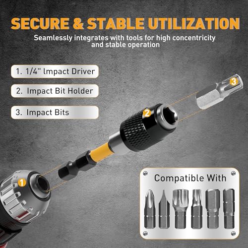 ELEAD 3-Piece Quick Change Bit Holder, 1/4" Magnetic Hex Shank Drill Bit Adapter for Screws, Nuts, Drill, bit set and Handheld Driver - style: 2.5" Standard Version