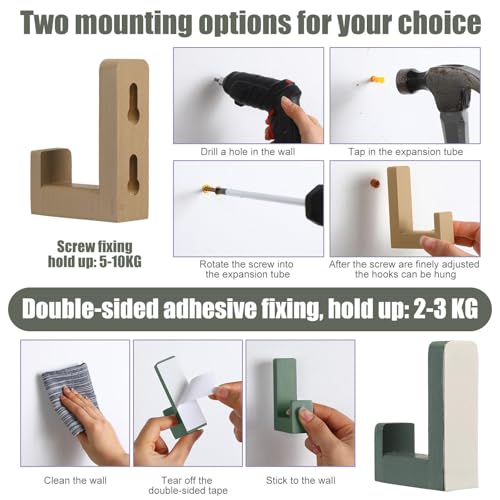 Teenyyou 6 Pcs Cute Kids Wall Hooks Adhesive for Backpack Green - color: Green