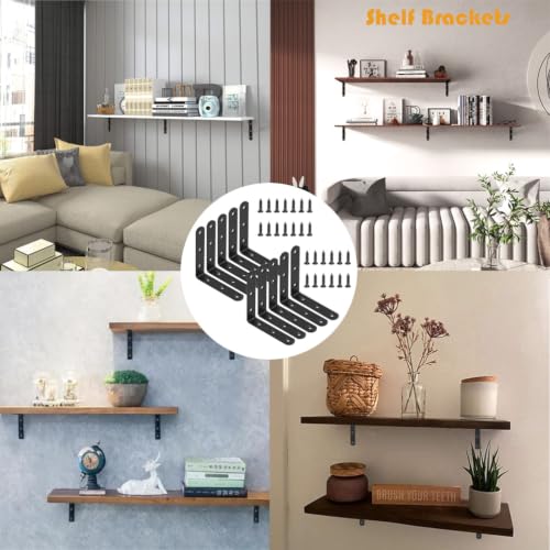 10 Pcs Black L Bracket 4 Inch Stainless Steel Corner Braces, 100x100mm Heavy Duty Shelf Bracket for Wood, Shelves, 90 Degree Support Joint Right Angle Brackets - size: 10PCS-Black 100*100mm/4*4in