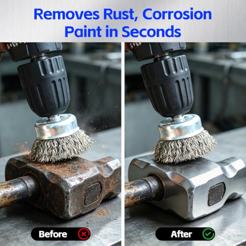 Wire Brush for Drill 9 Pcs Set with 1/4 Inch Shank for Rust - size: 9PCS