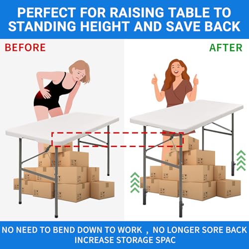 VinBee Folding Table Risers,Folding Table Leg Extenders,2-Levels Height Adjustable Risers for DIY & Office,Dining,Standing Desk 4 Pack (7.7 inch)-Legs for Furniture - size: 7.7 inch (2 LEVELS)