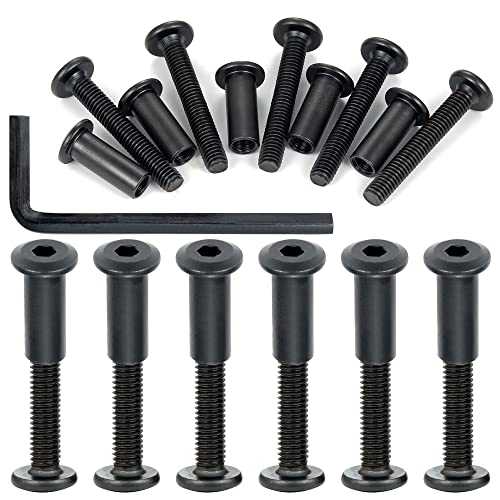 40 Sets Black Furniture Connector Bolts M6x40mm Binding Screws for Wood - color: M6x40mm-Black-D