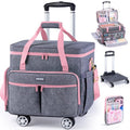 AMOIGEE Rolling Craft Bag with Wheels for Sewing Machine & Craft Supplies - color: Pink, size: With Wheels