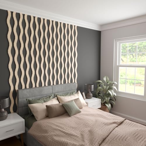 Brazos Designer Series Adjustable Wood Decorative Slat Wall Panel Kit, 94" H x 3/8" T (Contains 22 Slats), Red Oak - color: Red Oak