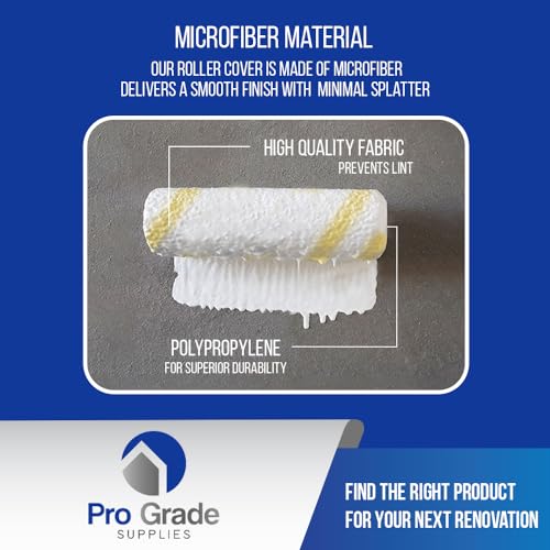 Pro Grade Mini Paint Roller Covers, 4 Inch, 1/2 in Microfiber, 25 Pack