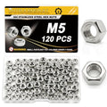 120Pcs M5 Stainless Steel Hex Nuts M5-0.8 Metric 304 A2-70 - size: Metric M5;120pcs