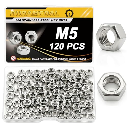 120Pcs M5 Stainless Steel Hex Nuts M5-0.8 Metric 304 A2-70 - size: Metric M5;120pcs
