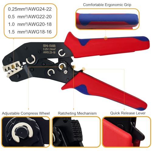 64 Kit 1/2/3/4/5/6 Pin Automotive Waterproof Wire Connector with Crimper - color: 1-6pin/64kit With Crimper