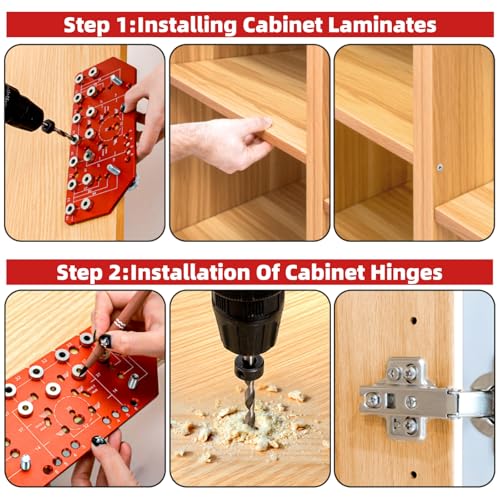 7 Holes Shelf Pin Jig and Hinge Jig, 1/4 Inch and 5mm