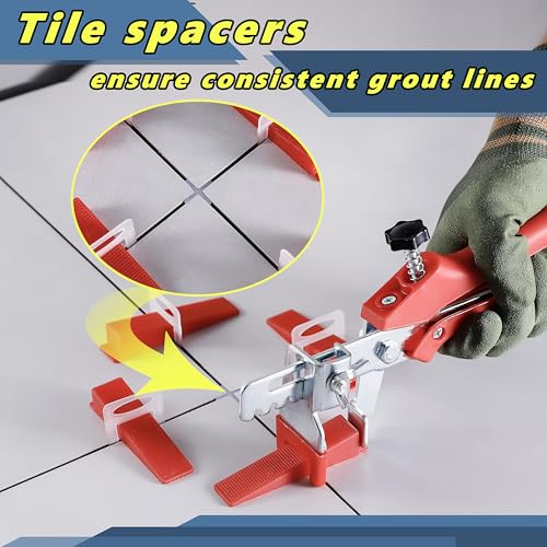 1/16 Inch Tile Spacers Leveling System withPlier, 500 Spacers & 150 Wedges