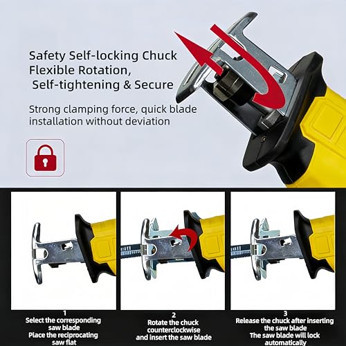 [2026 Upgrade]Cordless Reciprocating Saw Compatible with Dewalt 20V MAX Battery, 0-3500 SPM Variable Speed, Power Recipro Saw Mini Portable with 4 Blades Kit for Wood Metal PVC Cutting (NO Battery)