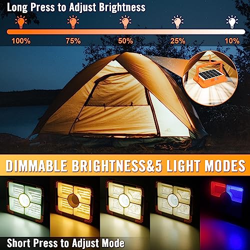 100W LED Solar Work Light, 466 LED 10000LM Magnetic Worklight with 5 Modes, 12000mAh Battary Rechargeable, IP66 Waterproof Portable Solar Outdoor Working Light for Emergency, Repair, Camping