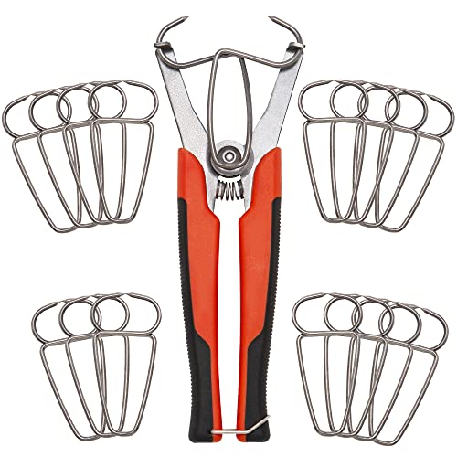 ALLY Tools Miter Spring Clamp Pliers with 16 Miter Spring Clamps - Spring Loaded Handle Design – Long 8 inch Handle for Big Hands for use with Wood Trims, Moldings, Picture Frames, and Woodworking.