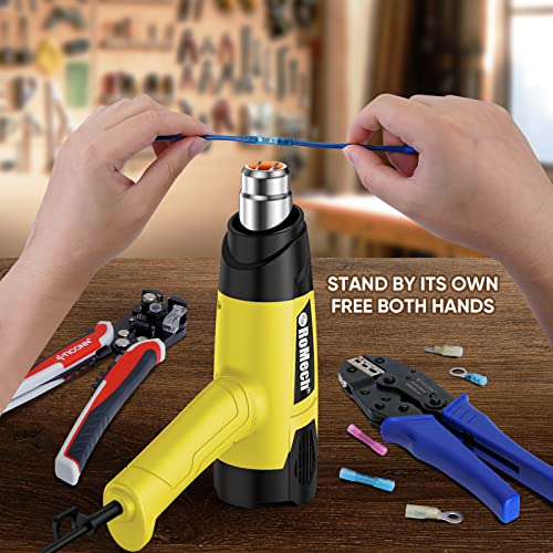 ROMECH 1500W Heavy Duty Heat Gun, Variable Temperature Control Hot Air Gun Kit with 2 Air Flow 120°F~1200°F and 4 Nozzles for Crafts Shrink Wrap (Yellow) - color: Yellow