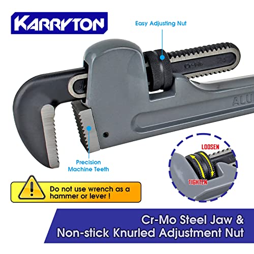 24 Inch Aluminum Pipe Wrench, 4"/100mm Adjustable Cr-Mo Jaw Opening Heavy Duty Straight Handle Plumbing Wrenches, Perfect Plumbers Tool Exceed GGG Standard - size: 24-IN, style: Straight