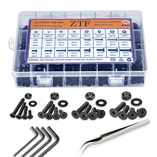ZTF 840PCS Set Screw Assortment Kit M2 M3 M4 M5 Metric - style: Flat Socket Head