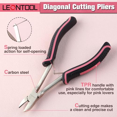 6-Inch Long Reach Diagonal Cutters Mini Long Diagonal Cutting Pliers Side Cutters Pliers Small Wire Cutters for Jewelry Making, Long Reach Pliers Working In Tight Spaces, Pink Tool for Women - style: Diagonal Cutting Pliers