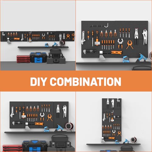 Ultrawall Metal Peg Board Panels with Hooks, Garage Pegboard Tool Organizer - size: 4pack 24"X12"