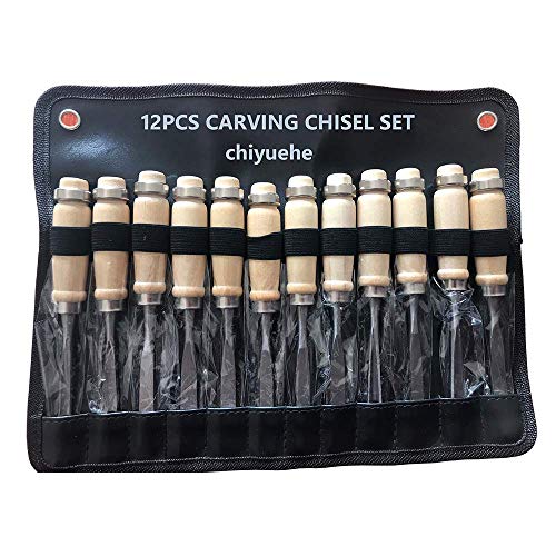 Professional Wood Carving Chisel Set - 12 Piece Sharp Woodworking Tools w/Carrying Case - Great for Beginners