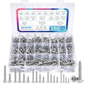 550Pcs 304 Stainless Steel Wood Screws Assortment Kit, Phillips Pan Head Sheet Metal Screw Self Tapping Screws Set, #4#6#8#10#12 Wood Assorted Screws, Length 1/4" to 1-1/2" (Pan Head 550PCS) - style: Pan Head 550PCS