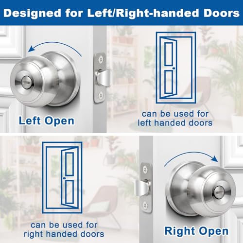 Sopoby Privacy Door Knob, 10 Pack Brushed Nickel Round Keyless Doorknobs - color: Brushed Nickel