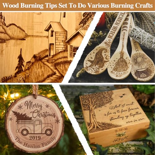 62Pcs Wood Burning Tips, Professional Wood Burning Pen Tips & Stencils Set
