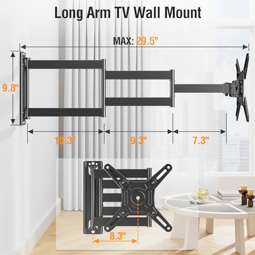ELIVED Long Arm TV Mount for 14-42" TVs Monitors, Max VESA 200x200 - size: 5 Arms: 29.5"